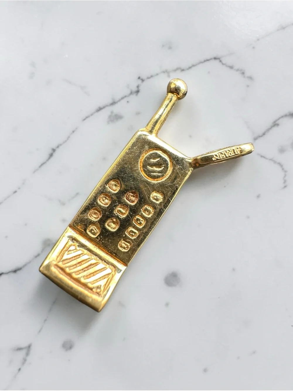 14K Yellow Gold Cell Phone Pendant Charm by Aurafin (2.3g)